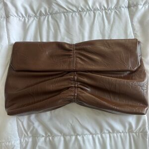 Anthropologie Scrunched Envelope Clutch in Chocolate